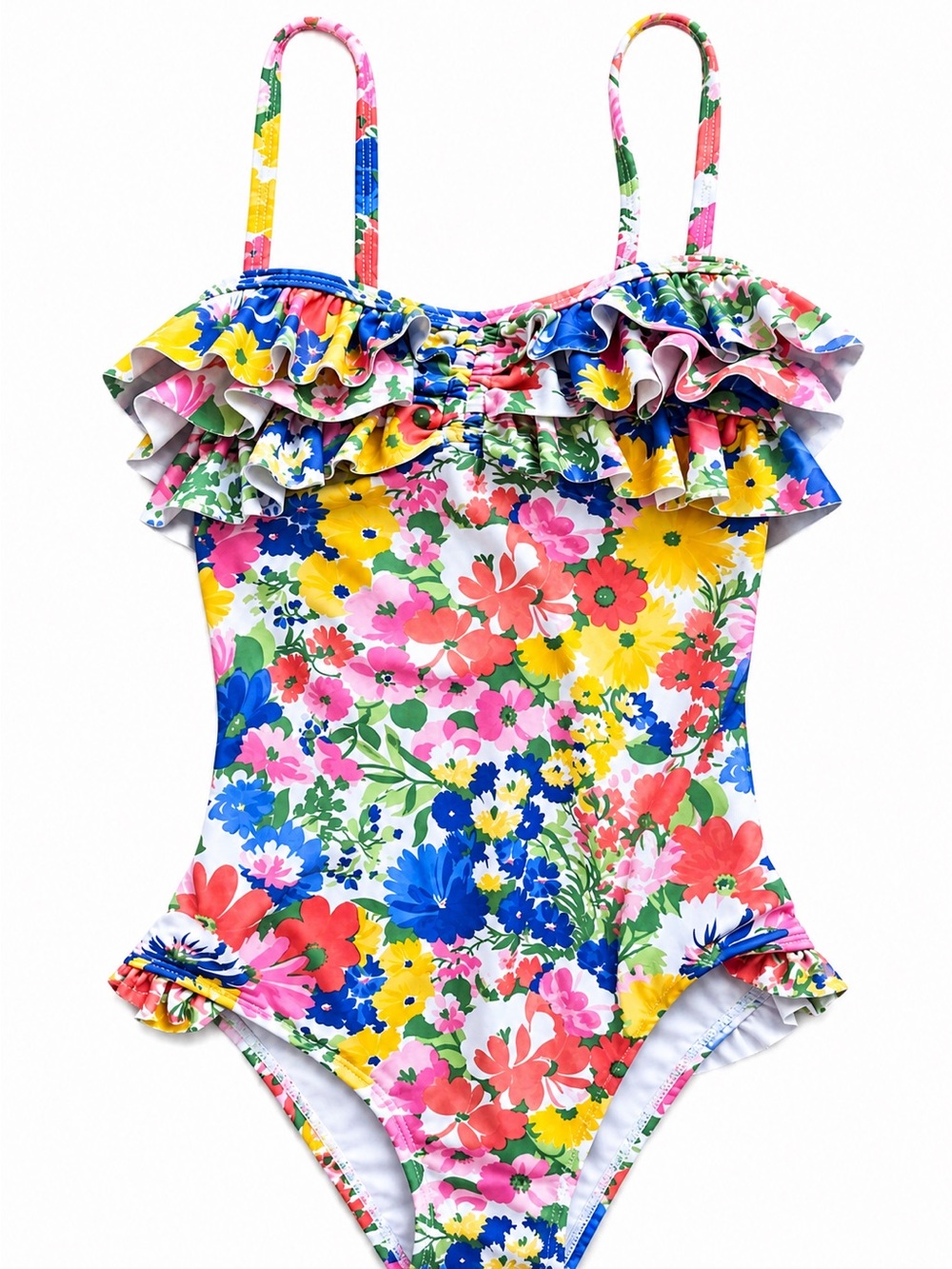 Janie and Jack Floral  Ruffle One-Piece Swimsuit - Multicolor